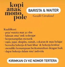 Barista/ waiter full time