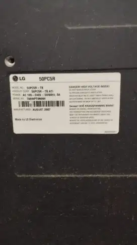 Jual tv plasma merk LG type 50 pc5r