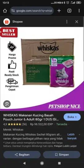 Whiskas basah  tuna 1+