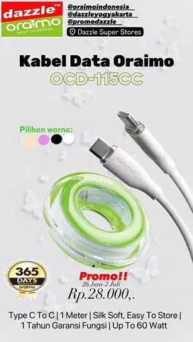 Cable C To C Oraimo Up To 60Watt