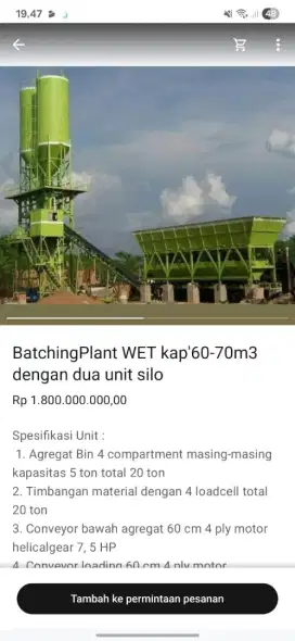 Batchingplant berbagai tipe