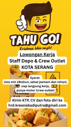 Loker crew gerobak Tahu Go (dagang tahu goreng)