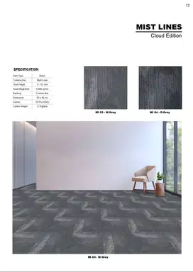 Karpet Tile King Mist Lines | Karpet Kantor Ukuran 50cm x 50cm