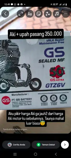 Jual aki bekas. Baru pakai 3 tahun. Aku adv 150