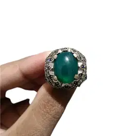 Cincin Batu Bacan Gulau Serat Kura Tali Hitam