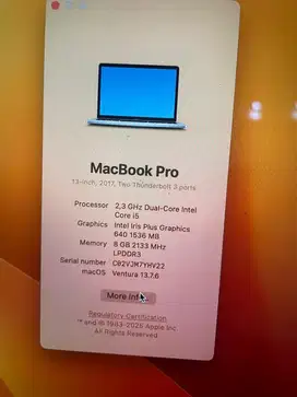 Macbook Pro 2017 256GB