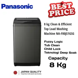 TERMURAH! PANASONIC Mesin Cuci TOPLoading 8 Kg NA-F80JS1GS Fuzzy Logic