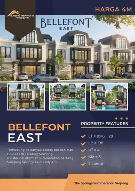 BELLEFONT SUMMARECON Start 4M Unit Hanya Sedikit Lokasi Gading Serpong