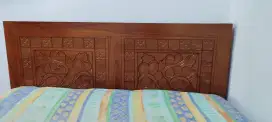 Ranjang Dipan kayu jati berukir, Queen size + kasur, expat garage sale