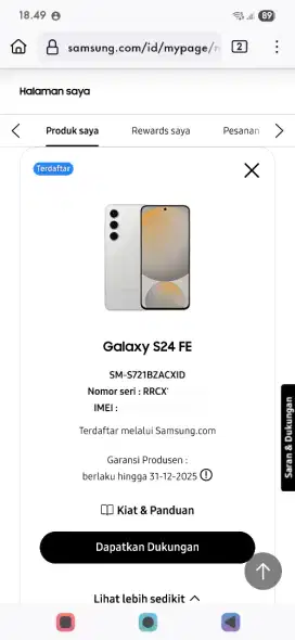 Samsung S24 FE 8/256 Fullset Garansi ON