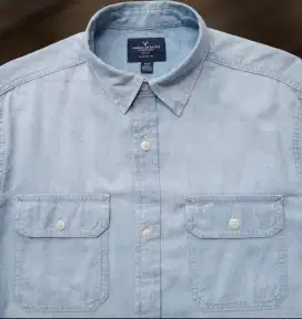KEMEJA DENIM AMERICAN EAGLE
, SIZE : M TO L (LD114 ,P73)