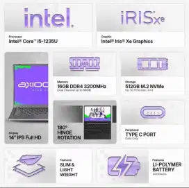 Laptop Axioo Hype 5 G12 Intel i5 1245U 16GB 512GB 14 inch Win 11 Home