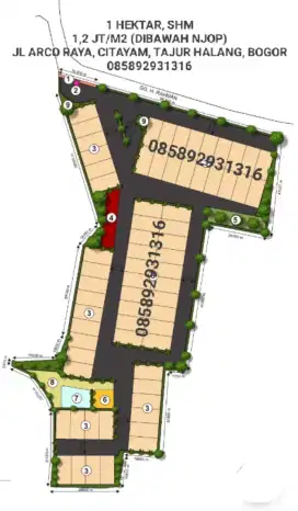 DIJUAL TANAH 1 HEKTAR, JLN ARCO RAYA CITAYAM, TAJUR HALANG, KAB. BOGOR