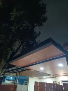Kanopi plafon pvc atap alderon kombinasi kisi kisi profil talang air