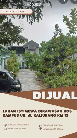 Tanah strategis cocok untuk kost hunian selatan kampus UII