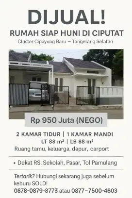 RUMAH MINIMALIS MODERN DI CIPUTAT – 950JUTA (NEGO)