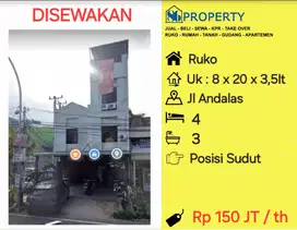 DISEWAKAN Ruko andalas 2 petak cocok untuk usaha dkt jl bandang