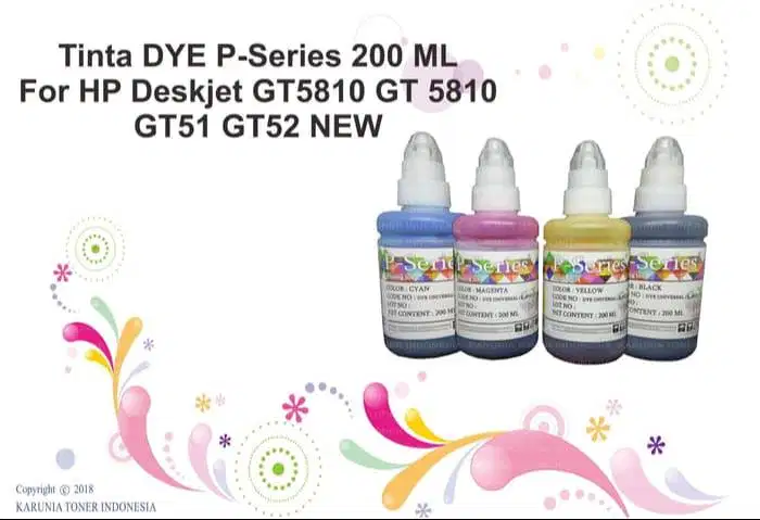 Tinta DYE P-Series 200 ML For HP Deskjet GT5810 GT 5810 GT51 GT52 NEW