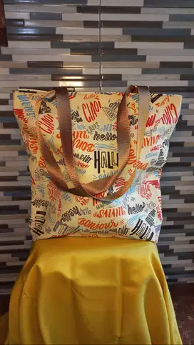 TOTE BAG BAHAN KANVAS DENGAN RESLETING