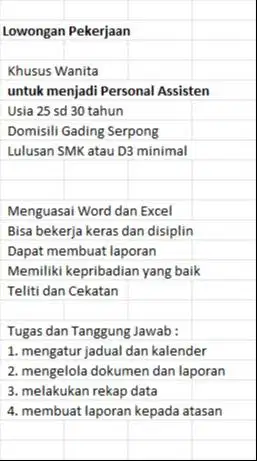 Dicari Tenaga Administrasi dan Personal Assisten