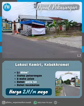Tanah Pekarangan Lokasi Dekat Pintu Tol Kebakkramat