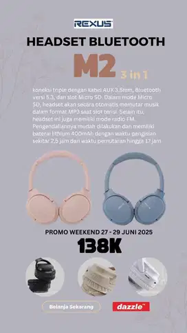 Headset Bluetooth Rexus M2