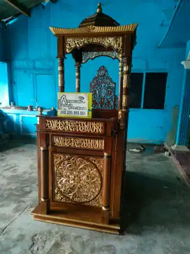 Mimbar masjid kuba ukiran terbaru full kayu jati