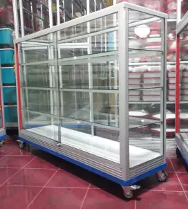 Etalase Panjang 1,2Mx1M Sudah Lengkap Dengan RODA BESAR