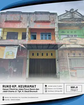 Dijual Ruko/Toko Murah di Kp. Keuramat - Harga Dibawah Pasaran!