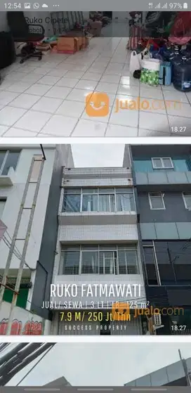 Dijual Ruko Jl. Fatmawati Raya Cipete Utara Kec Keb Baru Jak sel