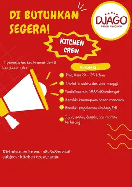 Lowongan Kerja Fried Chicken Penempatan Jakarta