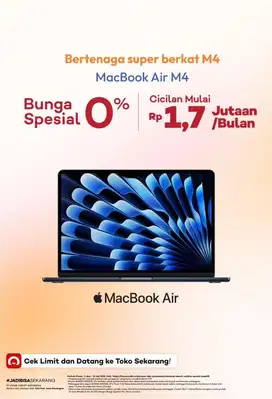 Kredit Macbook Air M4 Segampang itu! Promo Bunga bisa 0% 2GP