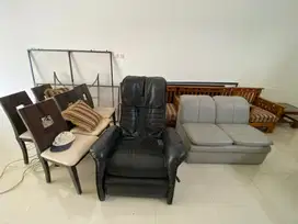 Dijual murah sofa set, kursi pijat dan meja makan