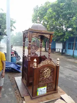 Mimbar masjid kuba full kayu jati solid
