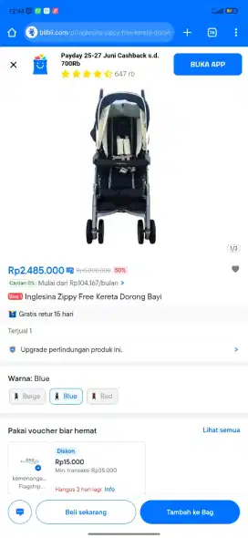 storller baby INGLESINA ZIPPY FREE Made in Italy