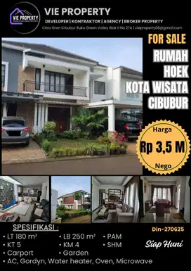 Jual Rumah Cantik Siap Huni Di Cluster Favorite. Kota Wisata Cibubur.