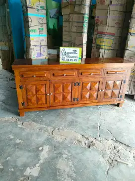 Bufet tv diamond minimalis new full kayu jati