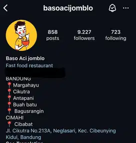 Jual usaha baso aci jomblo