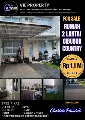 Jual Cepat Rumah Cantik Siap Huni . Cibubur Country Cikeas.