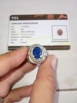 Batu cincin permata asli blue safir tazania+memo