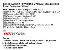 Paket Murah CCTV HIKVISION 4 Kamera 2mp