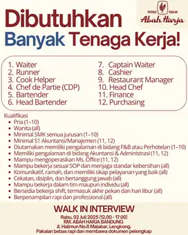 LOWONGAN RUMAH MAKAN