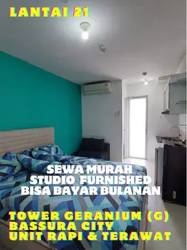SEWA MURAH TOWER G BISA BAYAR BULANAN STUDIO FURNISHED BASSURA CITY
