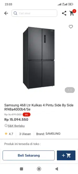 Cicilan kulkas samsung 4pintu