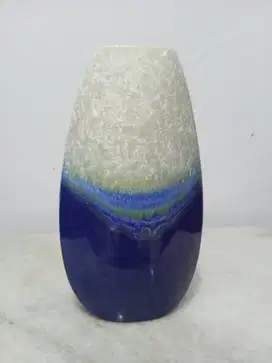 Portmeirion vase, blue white 12 tall, flower vases, coastal beach dec