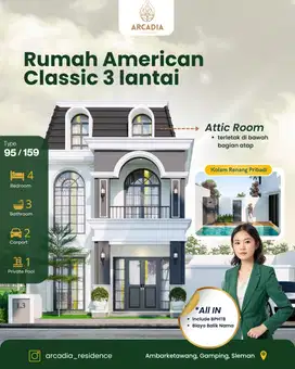 Jual Rumah American Classic di Jogja Sleman Dekat Rs PKU Muhammadiyah