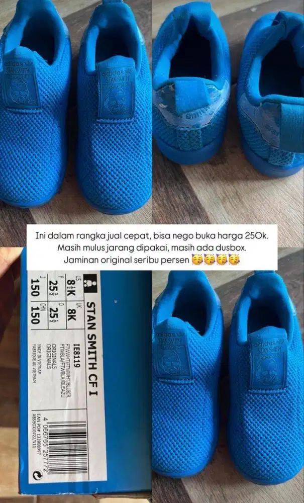 sepatu anak adidas stan smith adidas guzelle size 23 25