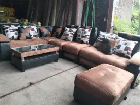 Sofa engkel dua cokelat hitam