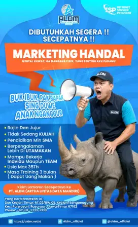 Butuh MARKETING handal.