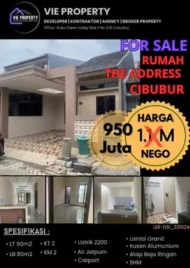Jual Rumah Cantik Sudah Renovasi. The Addres Cibubur.
